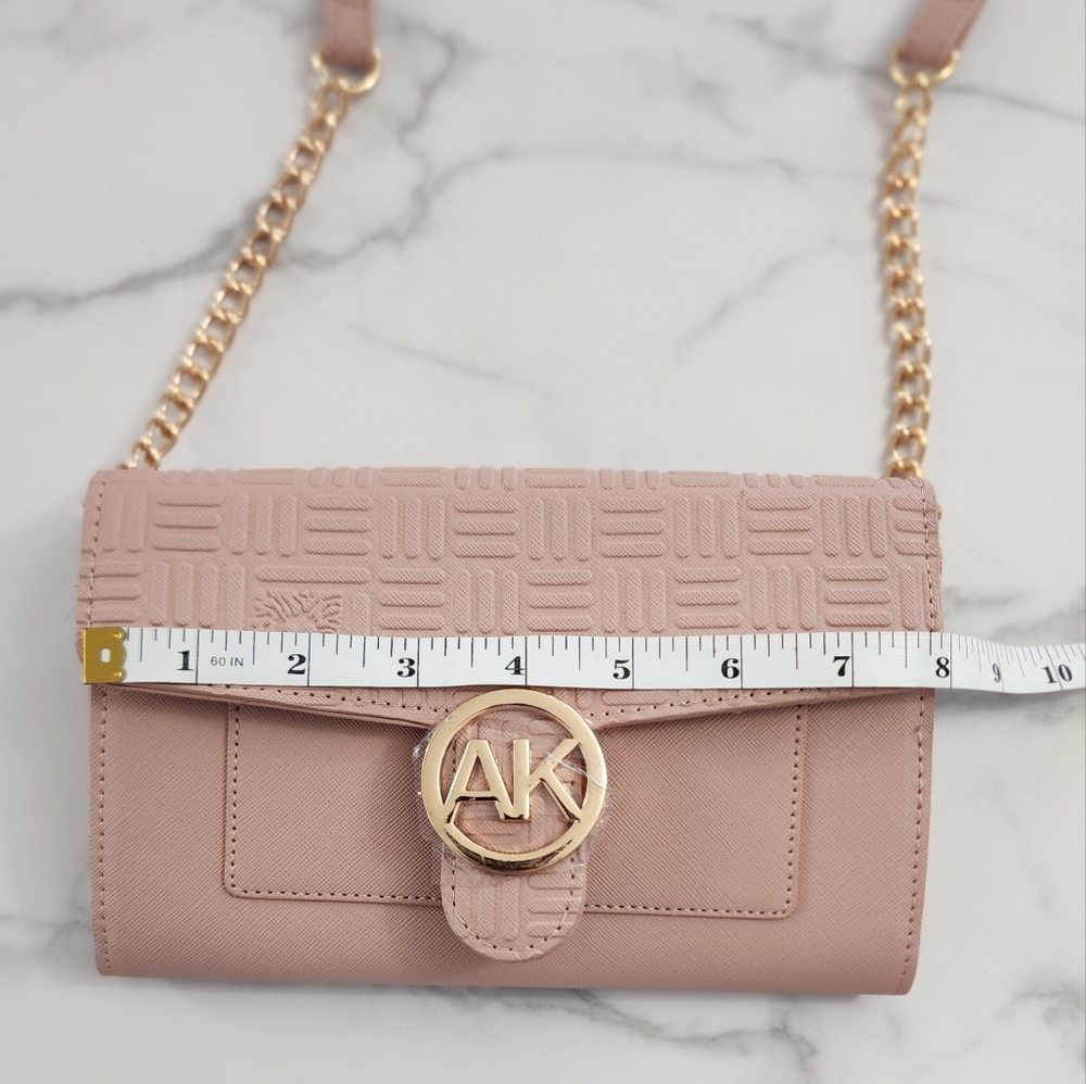 Anne Klein Wallet on a Chain Crossbody Bag Rose Logo Print Chain Strap - Picture 11 of 16